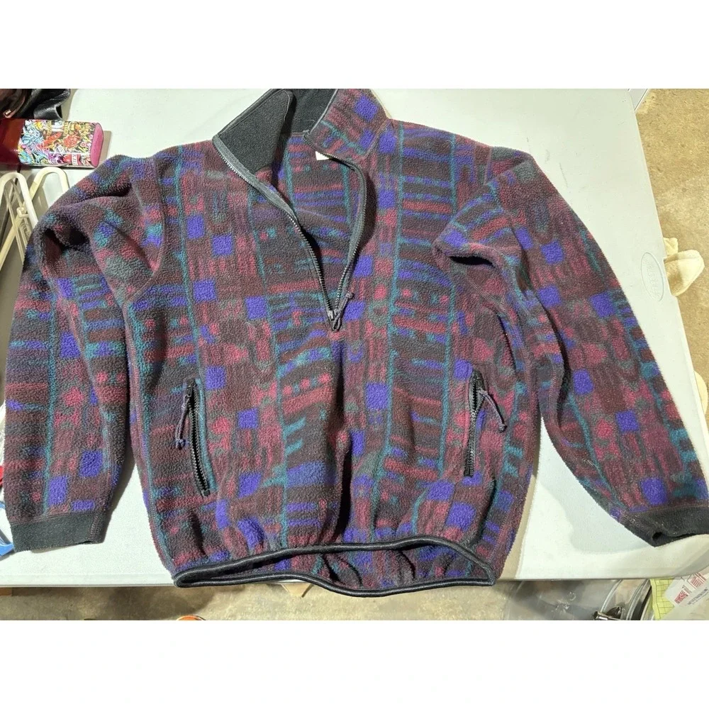Vintage 90's REI Polar Fleece Full Zip Jacket XS Tribal Pattern - Picture 1 of 7